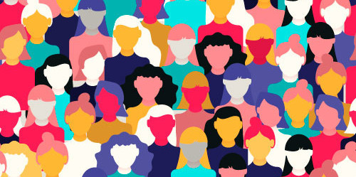 buntes Bild mit illustrierten Personen